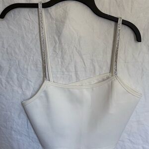 SHEIN Cream Cami Top with Rhinestone Straps